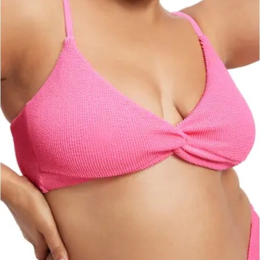 NWT 5 (2XL) Good American Bikini Top Always Fits Twist Top Bright Pink Summer